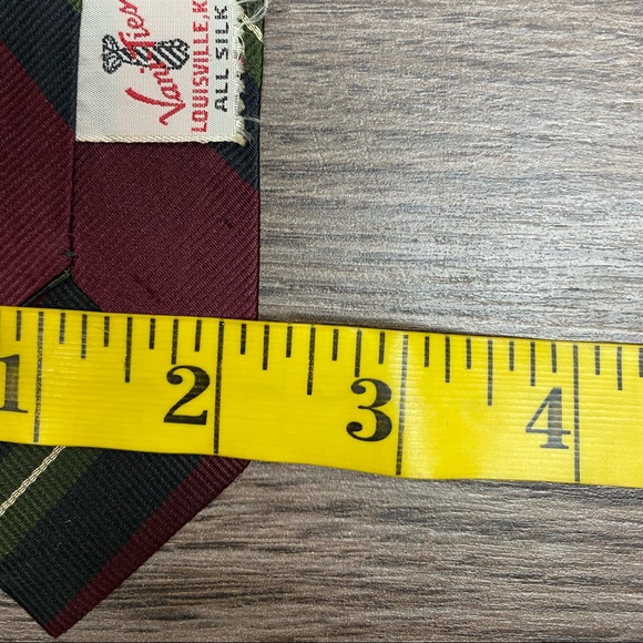 Vintage 1960’s Red, Navy & Olive Stripe Skinny Tie - Picture 5 of 5